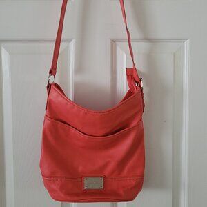 Nine West Red Faux Leather Messenger Crossbody Bag